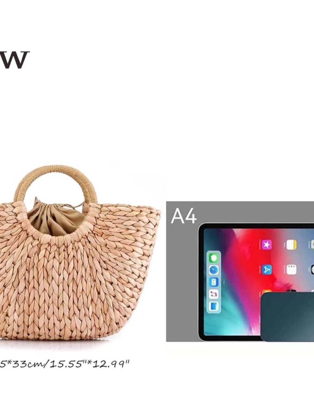Summer Rattan Bag for Women Straw Hand-woven Top-handle Handbag Beach Sea Straw - Picture 6 of 7